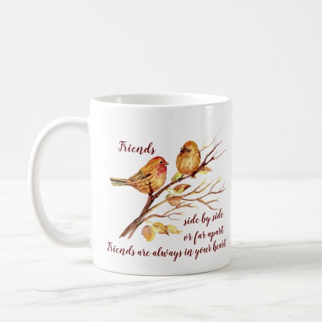 Niedliche Freundschaft - Vögel & Zitate Kaffeetasse (Links)