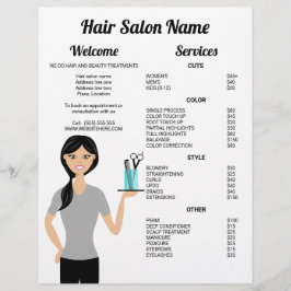 Niedliche Friseurin Zeichnend Friseursalon Flyer