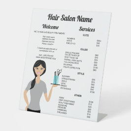 Niedliche Friseurin Zeichnend Friseursalon Sockelschild
