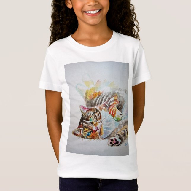 Niedliche Frisky Tabby Katzen Kunst, Dichtung und  T-Shirt (Vorderseite)