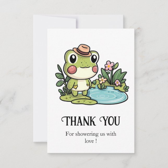Niedliche Frog Baby Dusche Dankeskarte (Vorderseite)