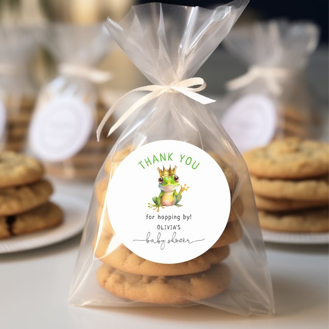 Niedliche Frog Prince Baby Dusche Runder Aufkleber (Von Creator hochgeladen)