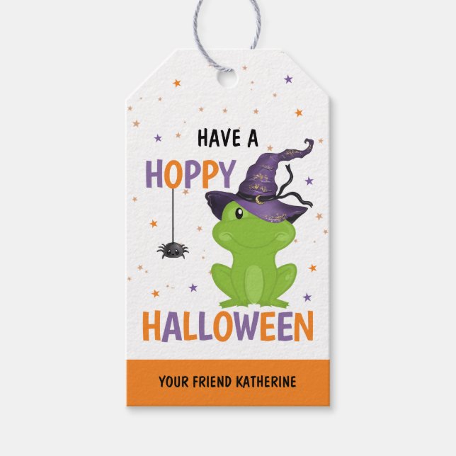 Niedliche Frog & Spider Kids Hoppy Halloween Gefäl Geschenkanhänger (Vorderseite)