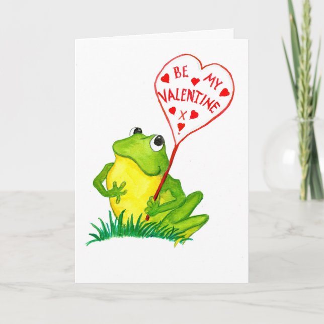 Niedliche Froggy-Valentinenkarte Feiertagskarte (Vorderseite)