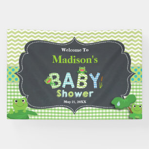Niedliche Frogs Green Boy Baby Dusche Begrüßung Hi Banner
