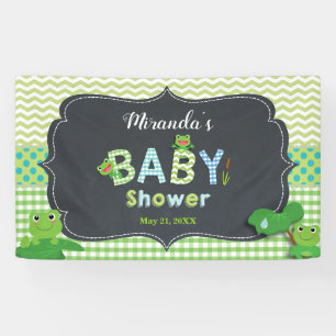 Niedliche Frogs Green Boy Baby Dusche Begrüßung Hi Banner