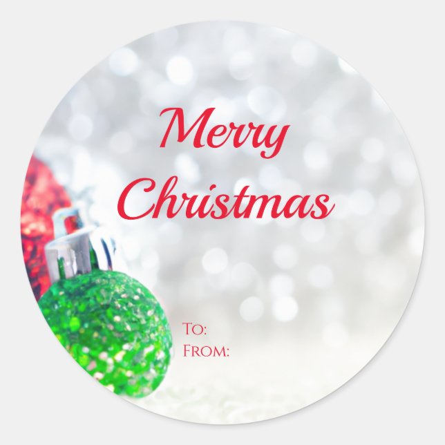 Niedliche "Frohe Weihnachten" Geschenkklammer Runder Aufkleber (Vorderseite)