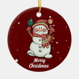 Niedliche Frohe Weihnachten Snowman Keramik Orname Keramik Ornament
