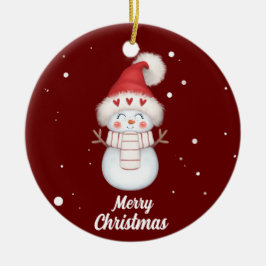 Niedliche Frohe Weihnachten Snowman Keramik Orname Keramik Ornament