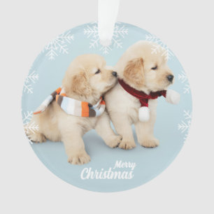 Niedliche frohe Weihnachts-Golden Retriever Welpen Ornament