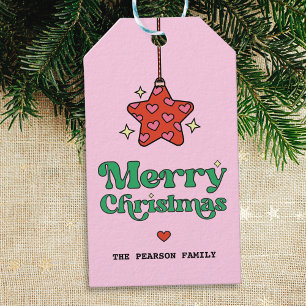Niedliche Frohe Weihnachts-Herz-Muster Star-Orname Geschenkanhänger