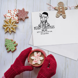 Niedliche frohe Weihnachts-Hund-Rücksendeadresse Gummistempel