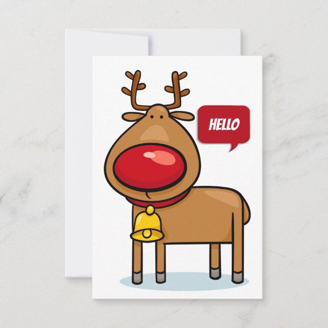 Niedliche frohe Weihnachts-Rentier-Flachkarte Dankeskarte (Vorderseite)