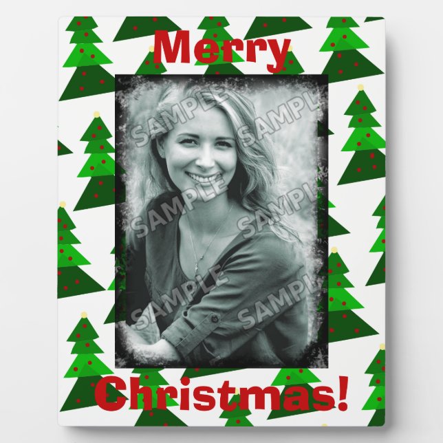 Niedliche frohe Weihnachtsbäume hinzufügen Ihr Fot Fotoplatte (Vorderseite)