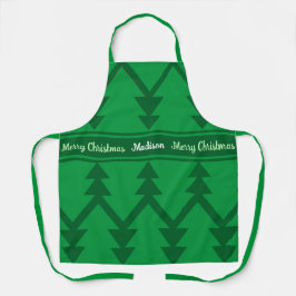 Niedliche frohe Weihnachtsbäume Individuelle Name  Schürze