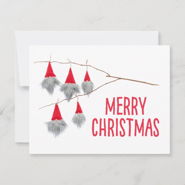 Niedliche Frohe Weihnachtsgnome rote Hutkarte Feiertagskarte (Vorderseite)