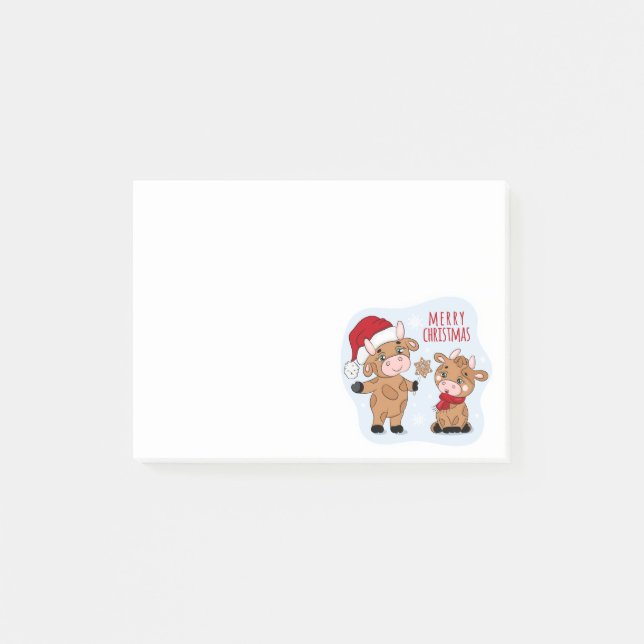 Niedliche frohe Weihnachtskühe Festlich modern Post-it Klebezettel (Vorderseite)
