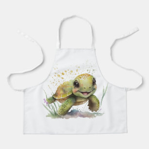 Niedliche fröhliche Tortoise All-over-Print-Schürz Schürze