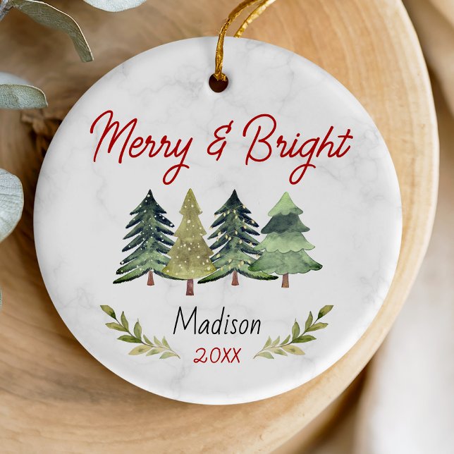 Niedliche fröhliche und helle Weihnachtsbäume grün Keramik Ornament (Von Creator hochgeladen)