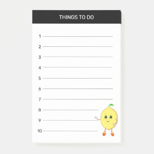 Niedliche, fröhliche Zitronensendungen auf Weiß Post-it Klebezettel