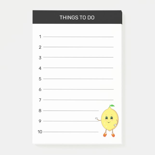 Niedliche, fröhliche Zitronensendungen auf Weiß Post-it Klebezettel (Vorderseite)