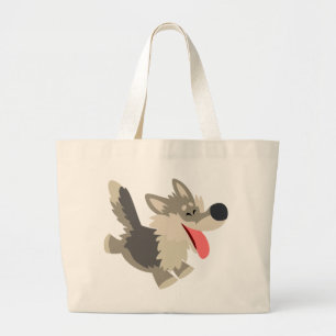 Niedliche Frolicsome Cartoon Wolf Bag Jumbo Stoffbeutel