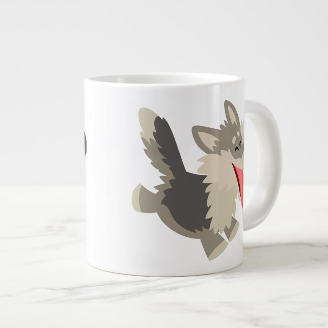 Niedliche Frolicsome Cartoon Wolf Jumbo Tasse (Vorderseite Rechts)