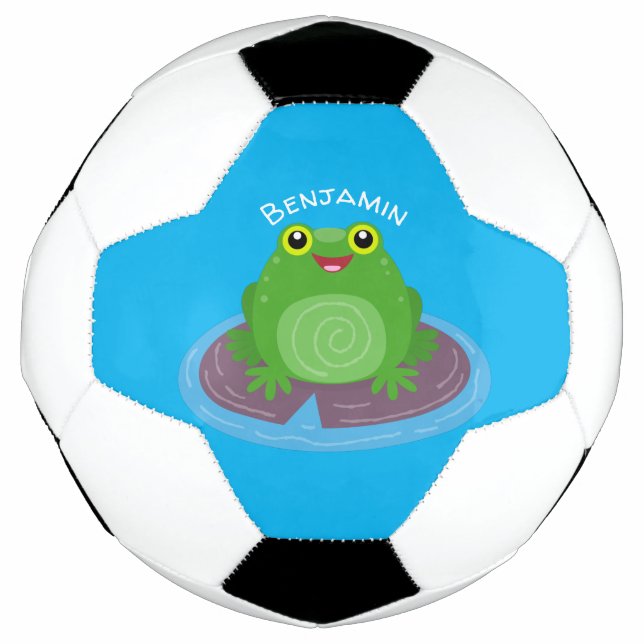 Niedliche Frosch-Cartoon-Abbildung Fußball (Vorderseite)