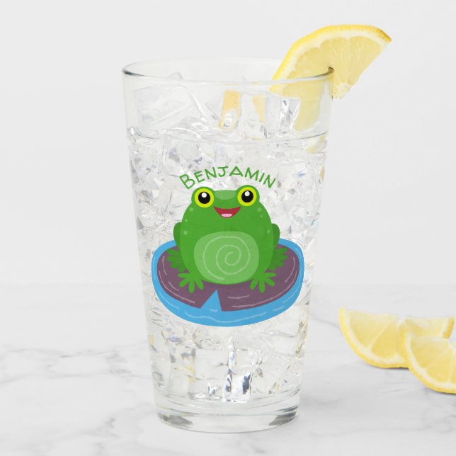 Niedliche Frosch-Cartoon-Abbildung Glas (Rückseite Ice)