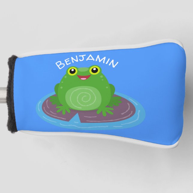 Niedliche Frosch-Cartoon-Abbildung Golf Headcover (Vorderseite)