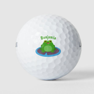 Niedliche Frosch-Cartoon-Abbildung Golfball