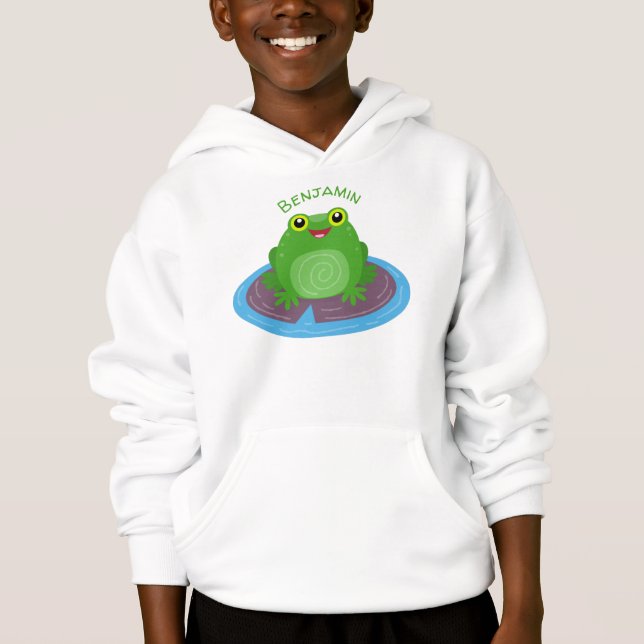 Niedliche Frosch-Cartoon-Abbildung Hoodie (Vorderseite)