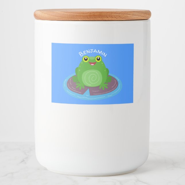 Niedliche Frosch-Cartoon-Abbildung Lebensmitteletikett (Vorderseite)