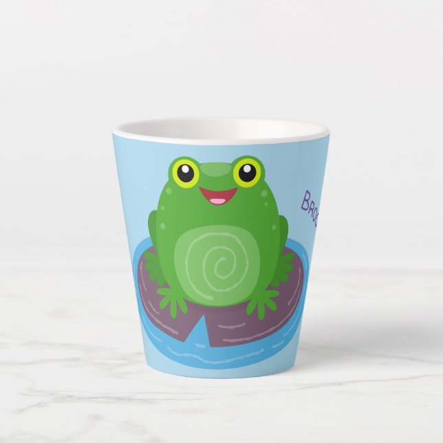 Niedliche Frosch-Cartoon-Abbildung Milchtasse (Vorderseite)