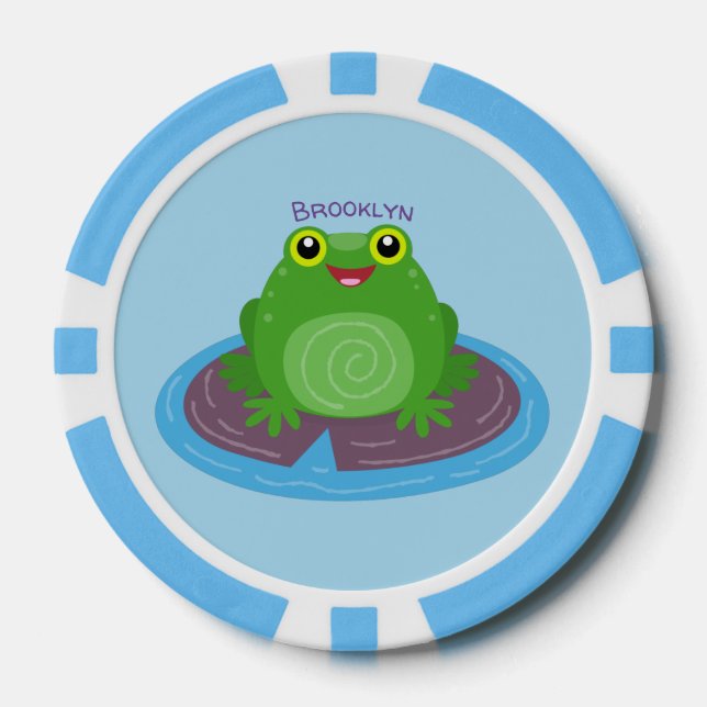 Niedliche Frosch-Cartoon-Abbildung Pokerchips (Vorderseite)