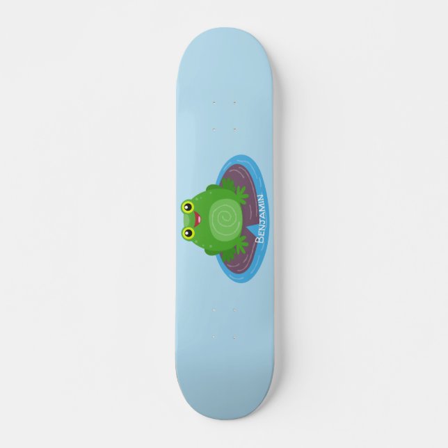 Niedliche Frosch-Cartoon-Abbildung Skateboard (Vorne)
