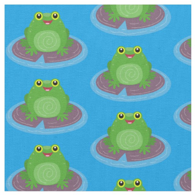 Niedliche Frosch-Cartoon-Abbildung Stoff (Nahaufnahme)
