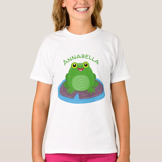 Niedliche Frosch-Cartoon-Abbildung T-Shirt (Vorderseite)