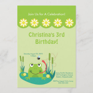 Niedliche Frosch-Teich-Geburtstags-Party Einladung