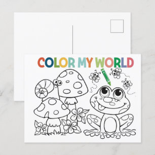 Niedliche Frosch- und Schneckenfarbseite Postkarte