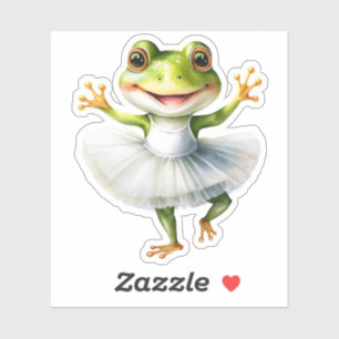 Niedliche Froschballerina tanzt Ballett. Aufkleber