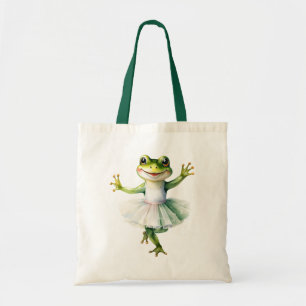 Niedliche Froschballerina tanzt Ballett. Tragetasche