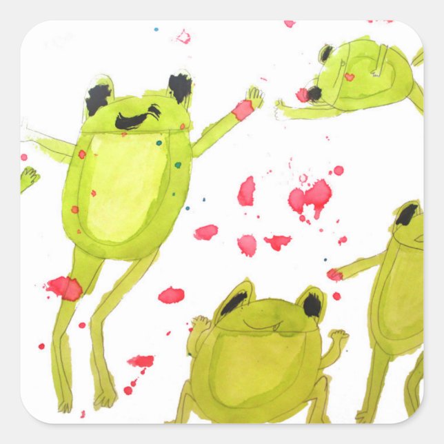 Niedliche Froschdarstellung Quadratischer Aufkleber (Vorderseite)