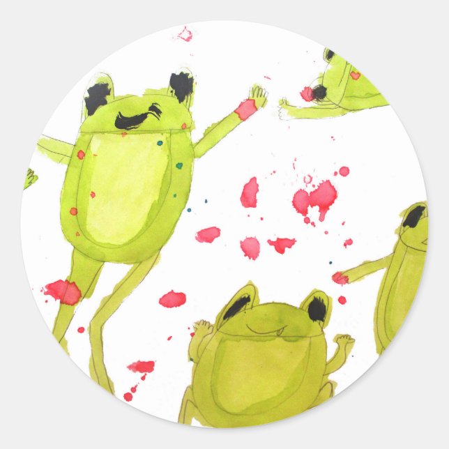 Niedliche Froschdarstellung Runder Aufkleber (Vorderseite)