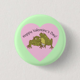 Niedliche Frösche in der Liebe Witziger Mohn Valen Button