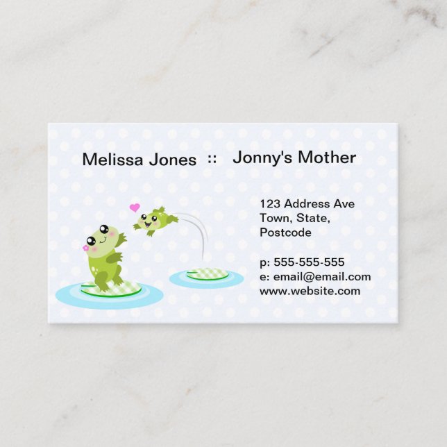 Niedliche Frösche - Kawaii-Mutter und Kinderfrosch Visitenkarte (Vorderseite)