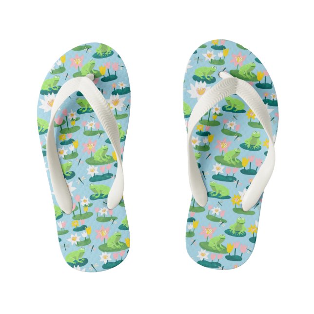 Niedliche Frösche und Lilienpolster Kinderbadesandalen (Fußbett)