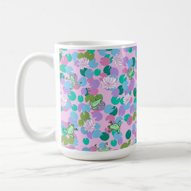 Niedliche Froschkunst Tasse mit rosa Hintergrund (Links)