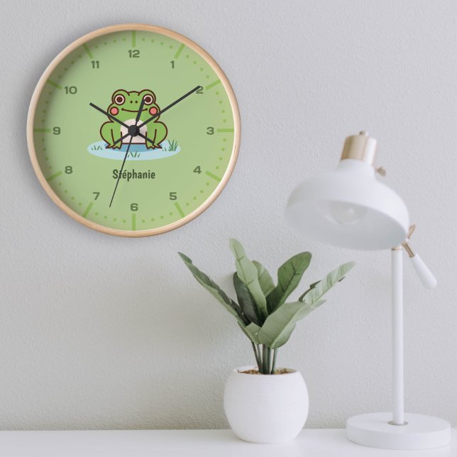Niedliche Froschsäulenhalterung mit Zahlen Uhr (Cute Frog Wall Clock)