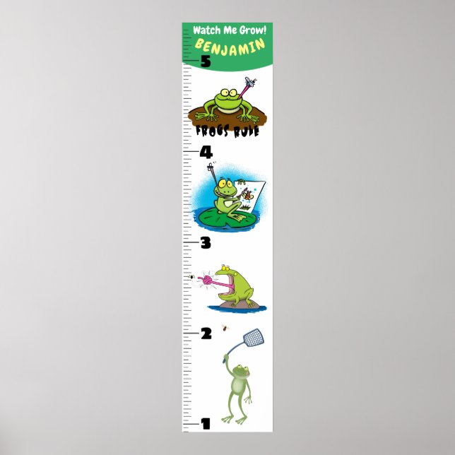 Niedliche Froschwachstumstabelle für Cartoon Poster (Vorne)